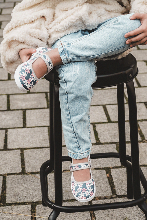 Дитячі балерини в квітах темно-синьо-сірий Ноа