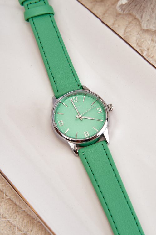 Жіночий годинник з ремінцем зі штучної шкіри зелений Ernest E62177