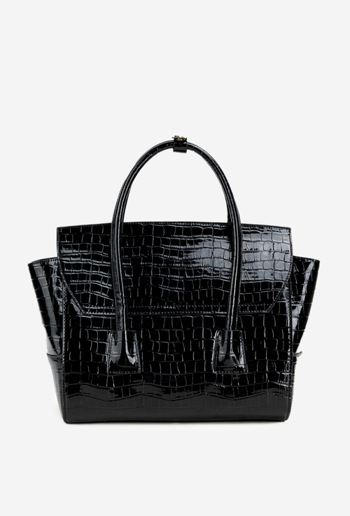 Лакована сумка чемодан з тисненням NOBO BAG5810-M20 Чорна