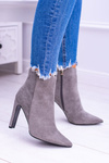 Сірі замшеві чоботи на шпильці Medea