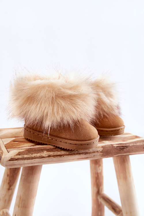 Дитячі снігові черевики з еко хутром світло-коричневі Аріана