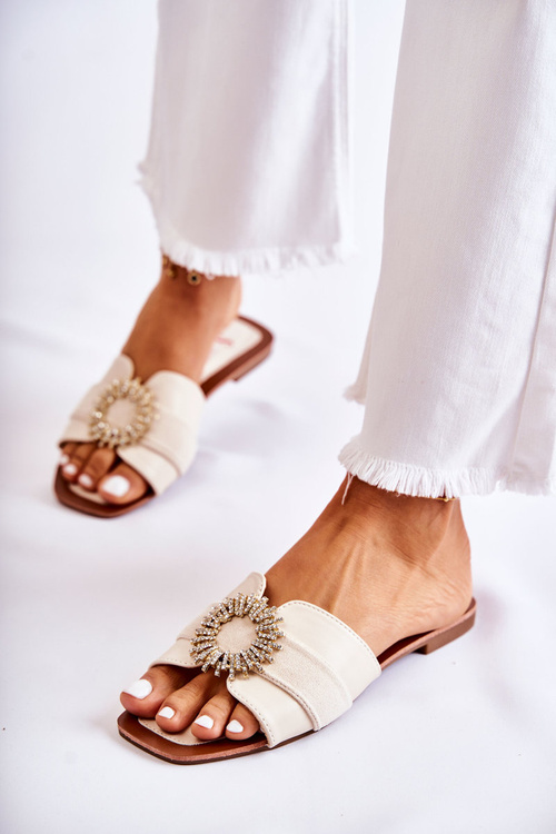 Зручні жіночі тапочки з декором Ginera світло-бежевий