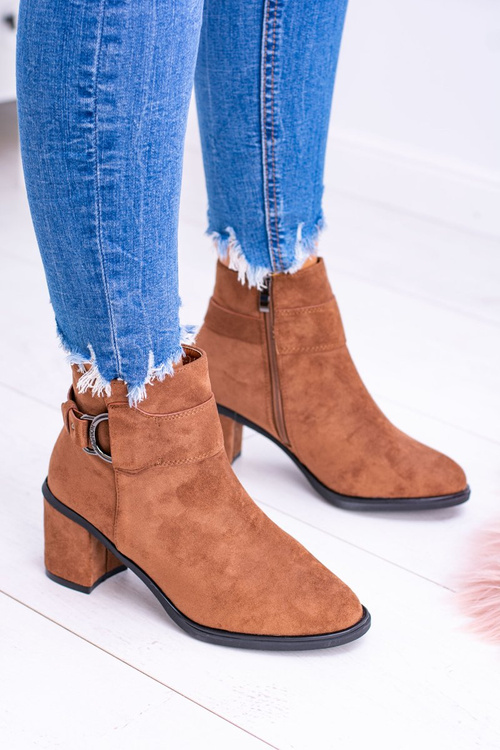 Жіночі верблюжі замшеві черевики на шпильці з пряжкою Evoret