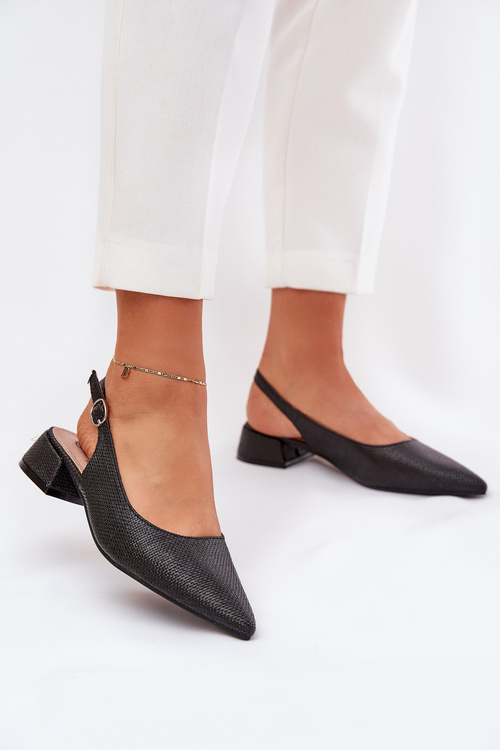 Плетені Жіночі Сандалі На Ніжному Каблуку Чорні Jorela