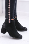 Чорні жіночі шкіряні чоботи на шпильці Ніколь