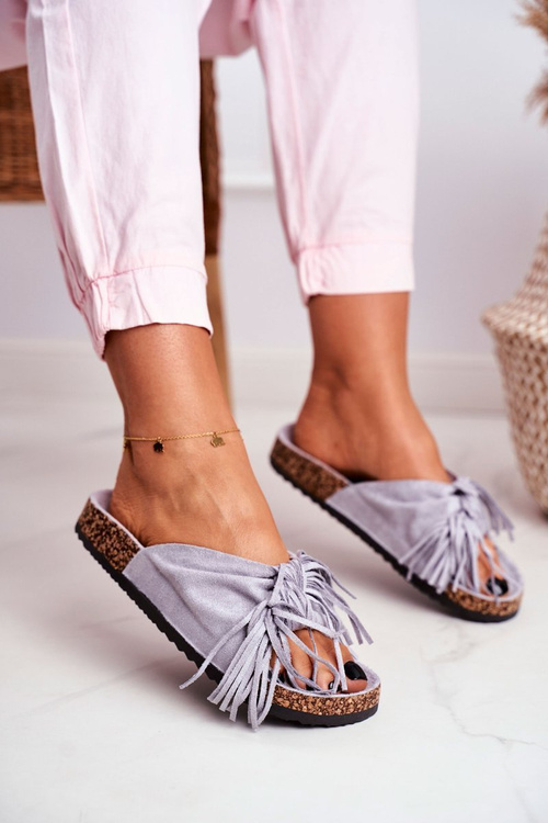 Жіночі сірі шльопанці Tassels Marina