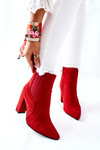 Жіночі замшеві чоботи на підборах червоні Кастрен