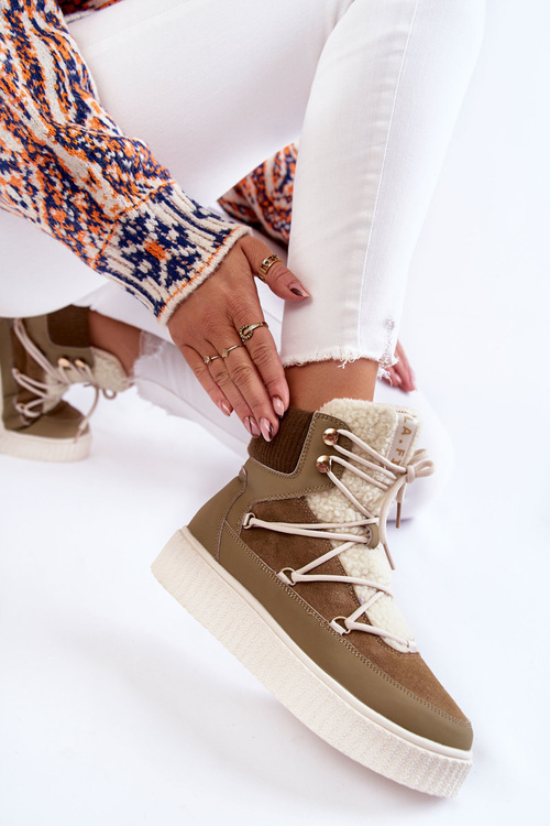 Жіночі зимові черевики La.Fi 280072KH-QN Коричневий-Зелений