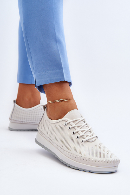 Шкіряні жіночі спортивні кросівки бежеві Lalnai