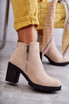 Замшеві Чоботи на високих підборах на блискавці Світло-бежеві Sevione