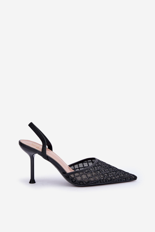 Туфлі З Відкритою П'ятою Декоровані Блискітками Чорні Berilae