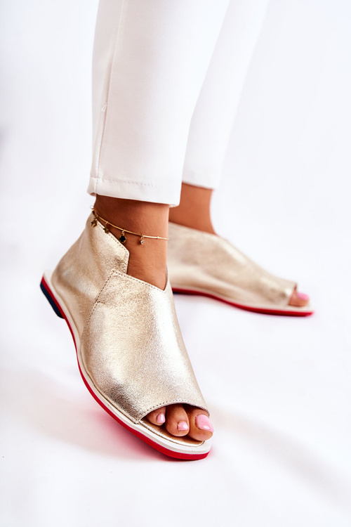 Шкіряні босоніжки на повзунках Gold Clorie