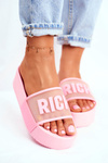 Жіночі шльопанці на платформі рожеві RICH