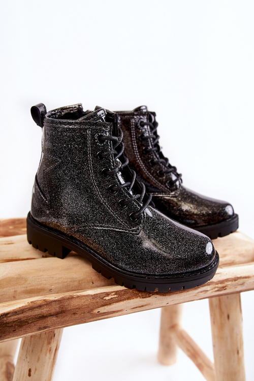 Дитячі лаковані теплі черевики Big Star II374047 Чорно-срібний