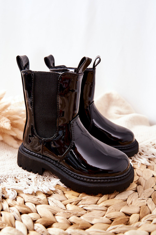 Чоботи дитячі утеплені лаковані чорні Aletris