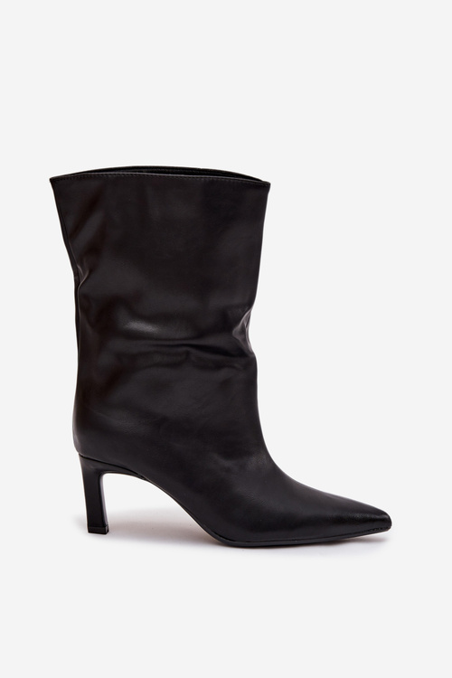 Сліп-он жіночі чоботи на підборах з еко-шкіри чорні Norell