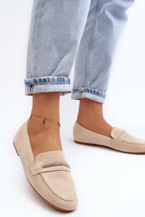 Жіночі бежеві лофери зі штучної замші Ladite