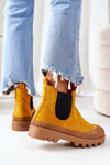 Замшеві черевики челсі жовтого кольору