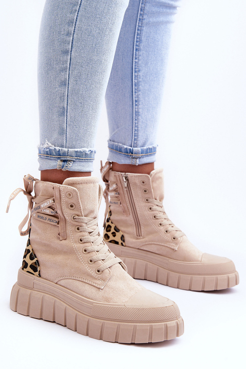 Жіночі замшеві чоботи на платформі Рафтера світло-бежевого кольору