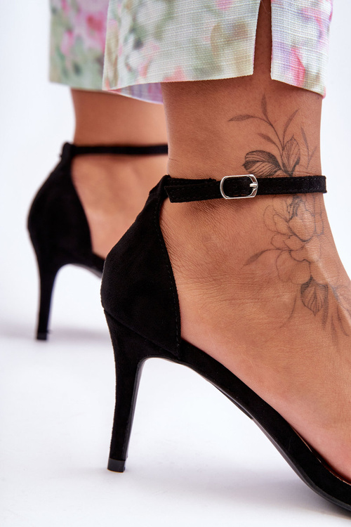 Класичні замшеві босоніжки на підборах Чорні Tossa