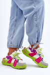Жіночі модні спортивні туфлі зелено-рожеві Chillout!