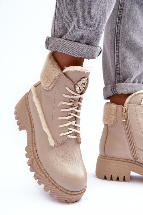 Жіночі шкіряні черевики Trapper бежеві Vergo