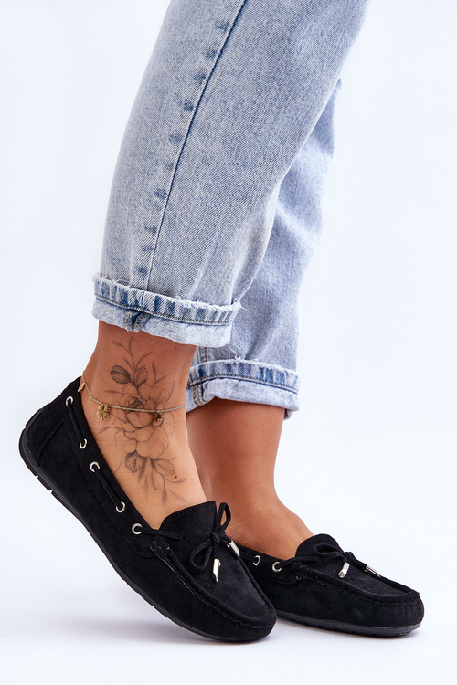 Жіночі замшеві лофери чорні Si Passione