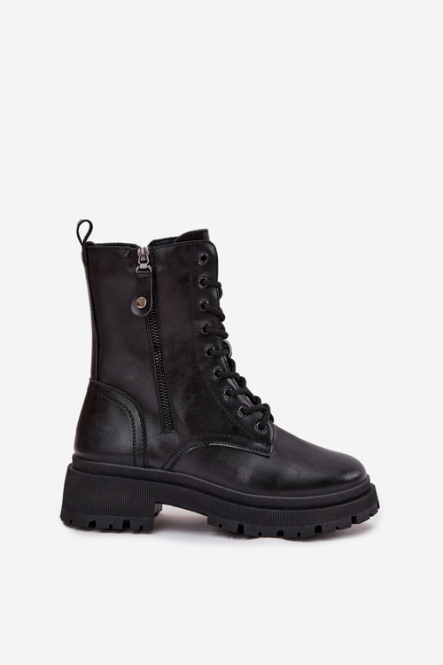 Жіночі робочі чоботи з ізоляцією з подвійною блискавкою чорні Perlina