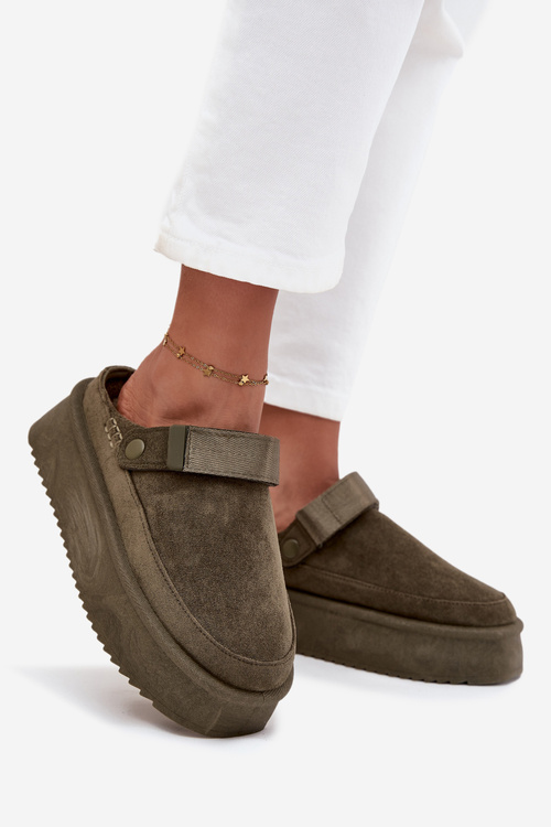 Жіночі зимові чоботи на платформі з велкро темно-зелені Jorielle