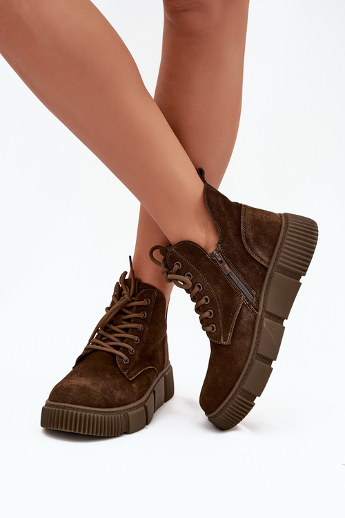 Замшеві Низькі Жіночі Чоботи На Платформі Big Star SS274595 Коричневі