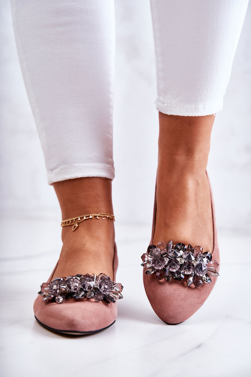 Замшеві балетки з декором Рожевий Loretty