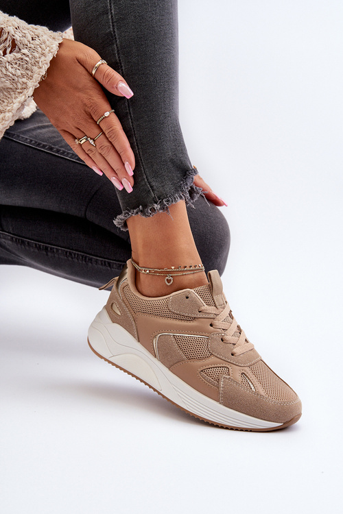 Жіночі кросівки на платформі коричневі Lenivia