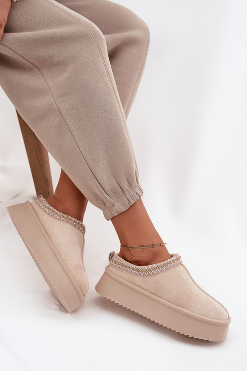 Жіночі зимові черевики з вишивкою світло бежеві Pristina