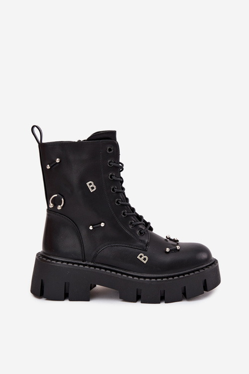 Жіночі Робочі Чоботи З Декораціями Утеплені Чорні Lunea