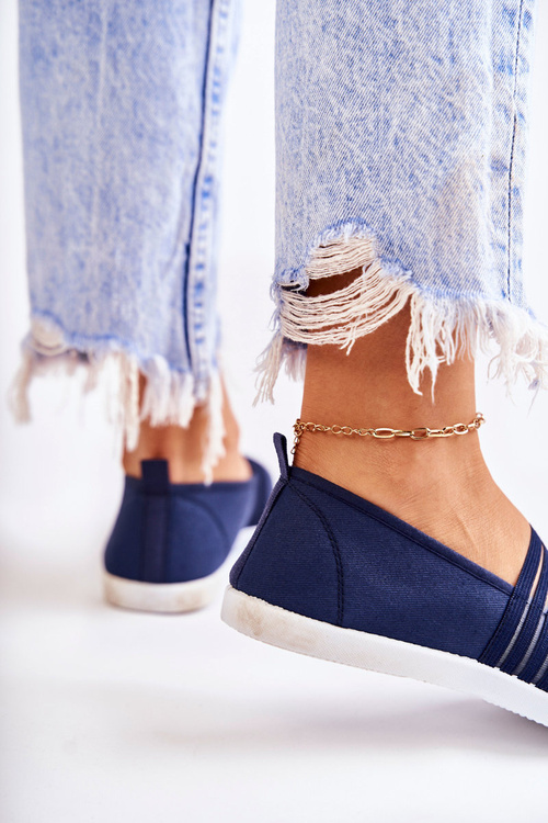 Жіночі тканинні кросівки сліпони темно-сині Lilis