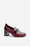 Шкіряні туфлі на каблуці із золотим декором Laura Messi 2861 Бордовий