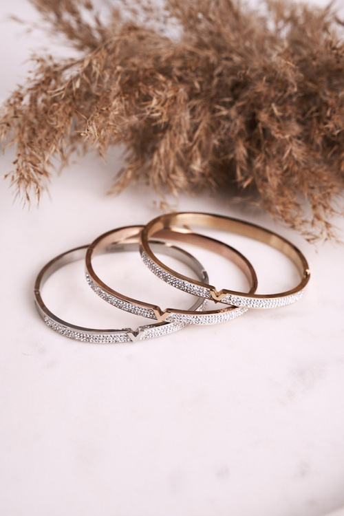 Сталевий браслет із кубічним цирконієм Золота Венера