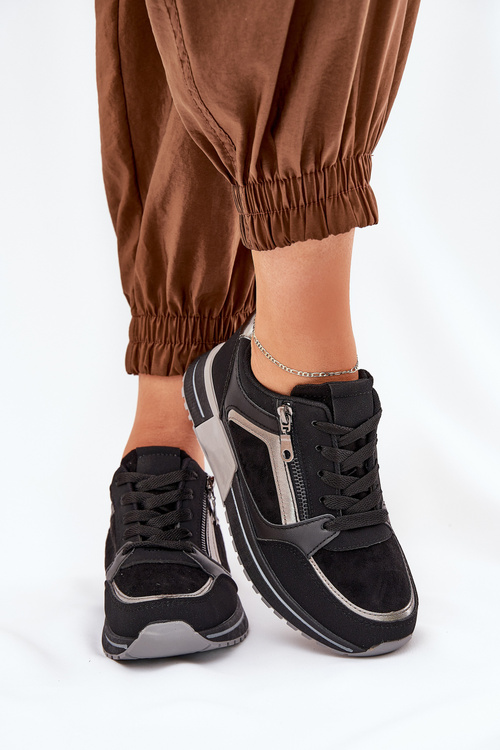 Жіноче Спортивне Взуття З Блискавкою На Платформі Чорне Larys