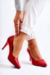 Класичні шкіряні туфлі на шпильці червоні чарівно