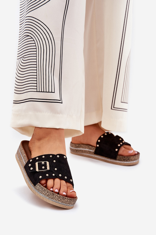 Жіночі Сандалі На Платформі З Пряжкою Та Шипами Чорні Nusithia