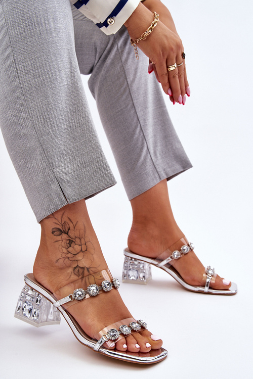 Жіночі тапочки з декоративними цирконами Silver Leyla