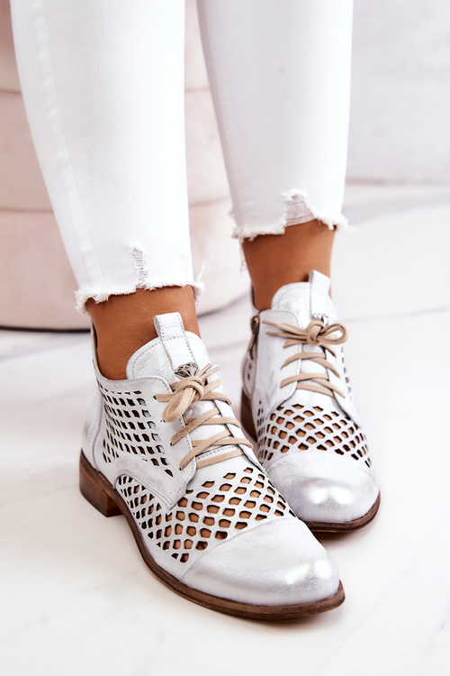 Шкіряні чоботи Zazoo 2704 біло-сріблясті