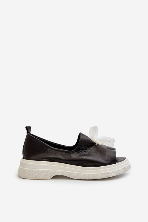 Zazoo 2939 Жіночі шкіряні босоніжки з бантом чорного кольору