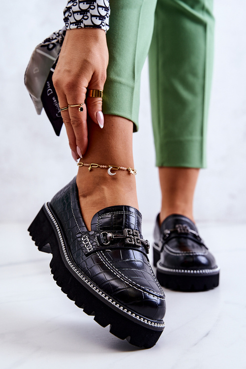 Шкіряні туфлі Snake With Ornament Black Adison