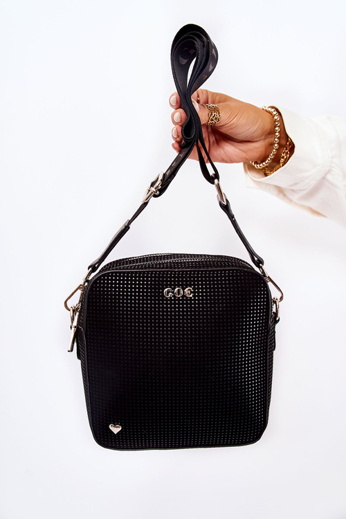 Шкіряна сумка з сердечком GOE ZNJ015 чорна