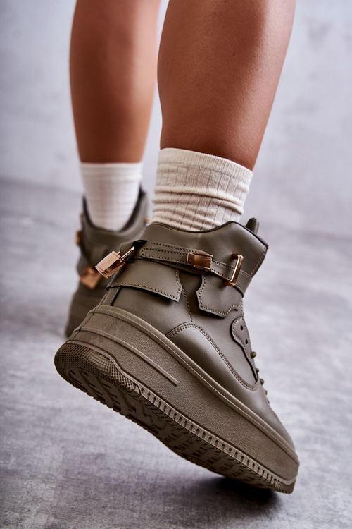 Жіноче тепле високе спортивне взуття зеленого кольору Lexa