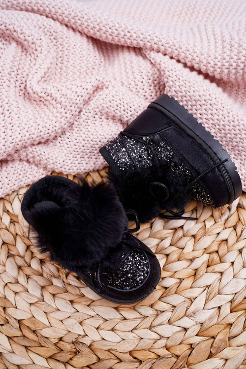 Дитячі снігові черевики з флісом Чорні Мінні Маус