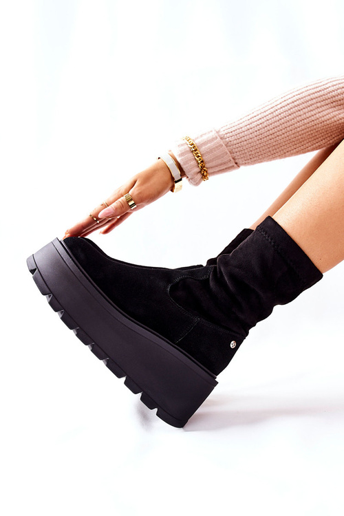 Замшеві черевики на платформі Maciejka Чорні 05319-01