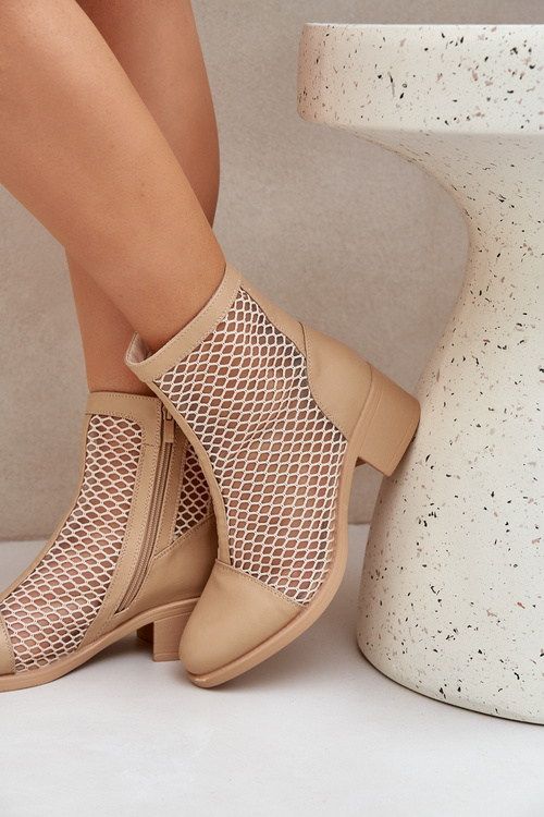 Жіночі Чоботи З Мережі На Каблуку Бежеві Lithyia