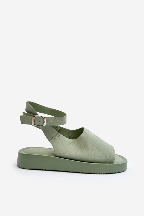 Комфортні жіночі босоніжки на платформі зеленого рубіну